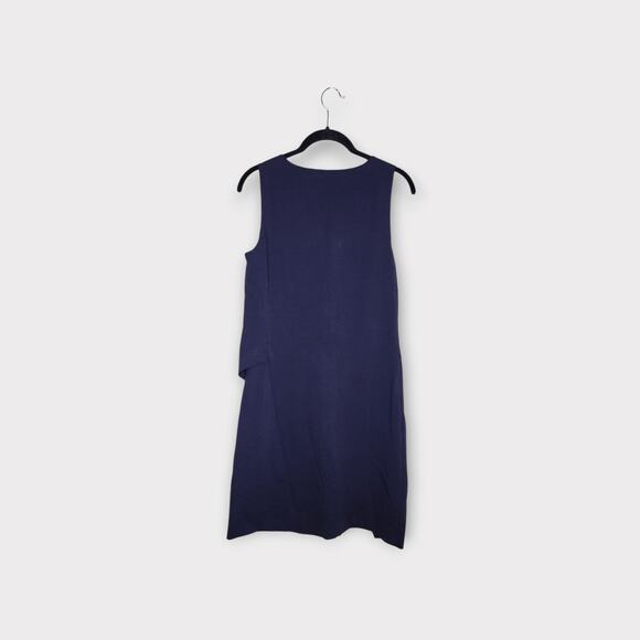 DVF Diane von Furstenberg Womens V-Neck Shift Dress 4 Navy Sleeveless Chic - Picture 8 of 8